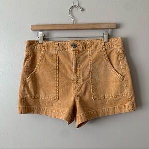 American Eagle Corduroy Ribbed Tan Orange Flat Front Shorts Stretchy Size 10